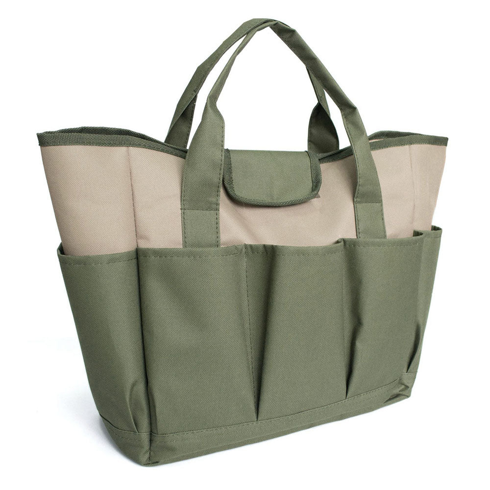 Garden Tool Handbag Oxford Cloth 9 Pockets Gardening Tools Storage Bag - Army Green + Khaki