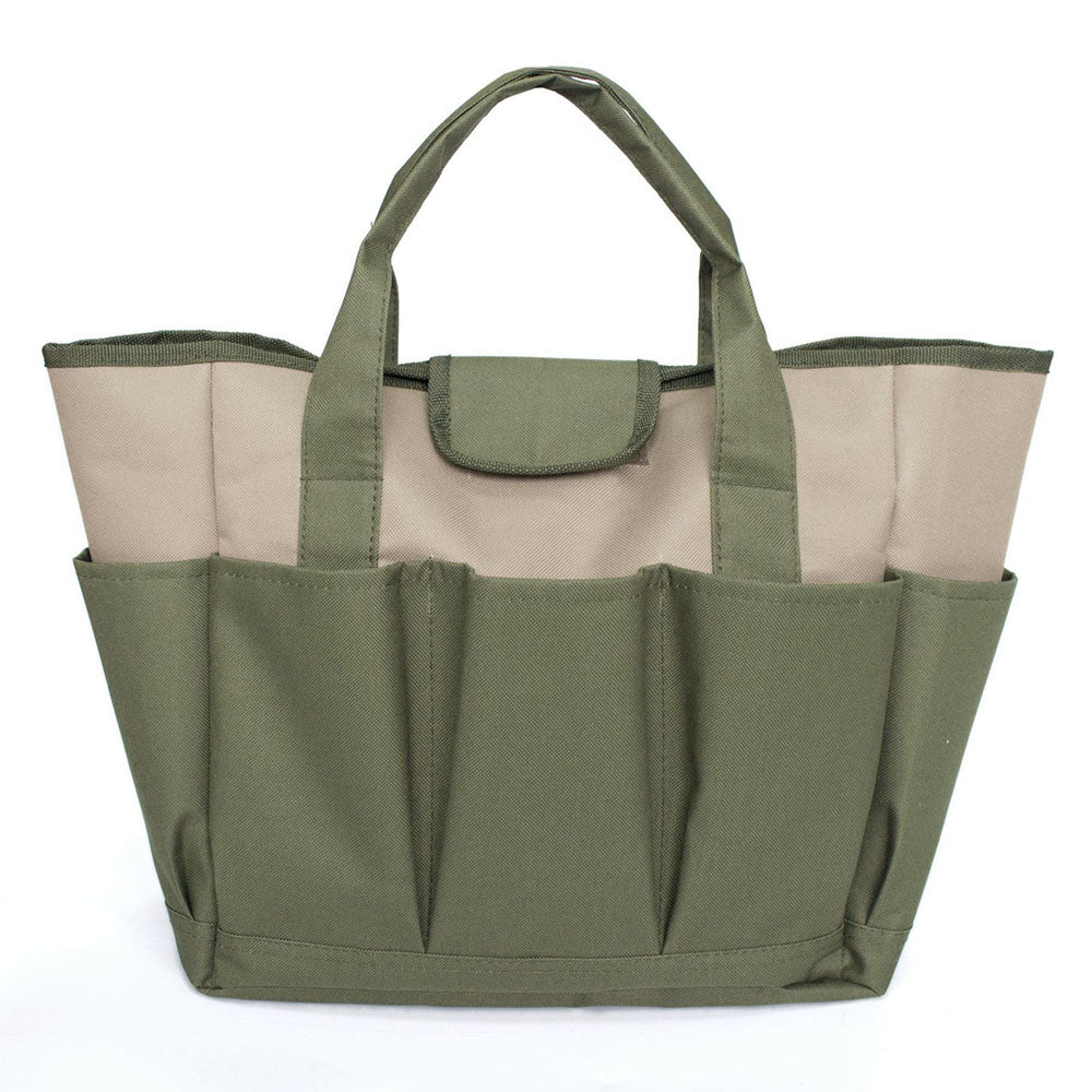 Garden Tool Handbag Oxford Cloth 9 Pockets Gardening Tools Storage Bag - Army Green + Khaki