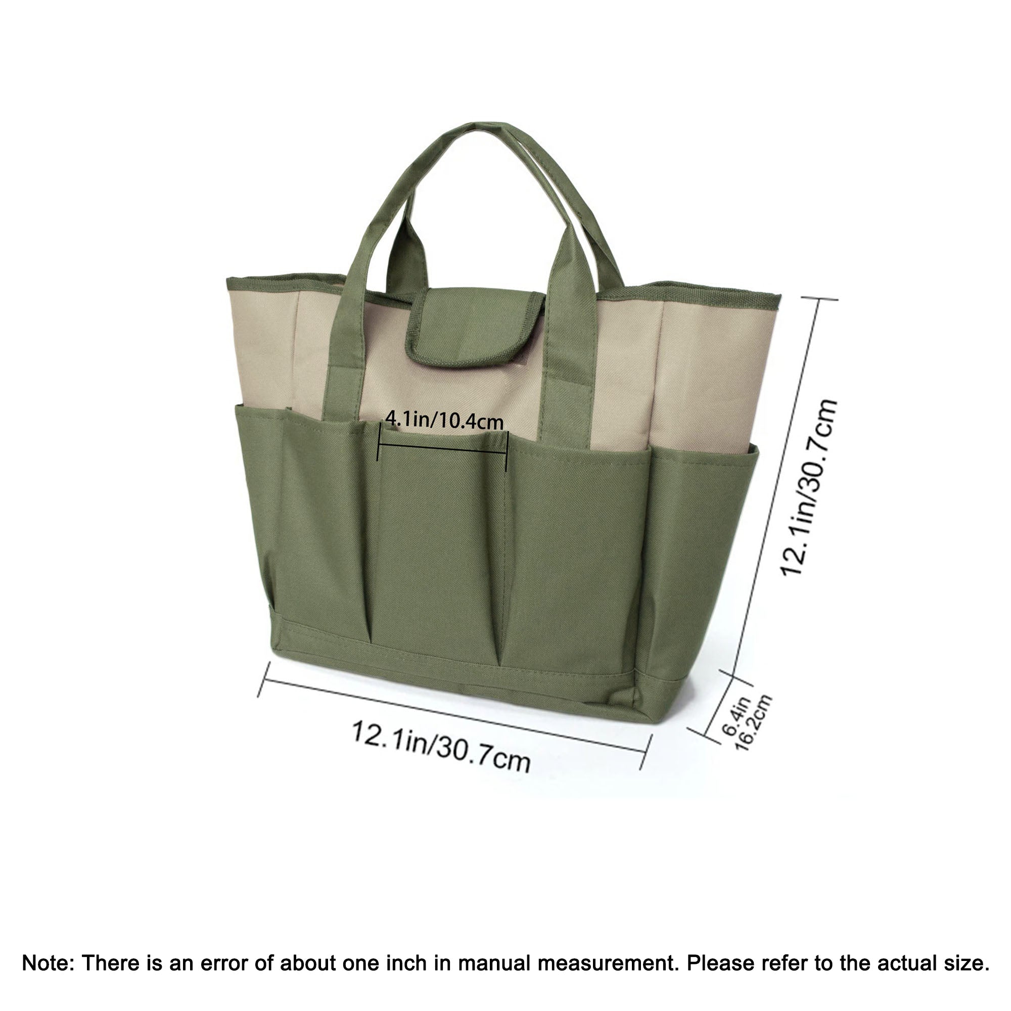 Garden Tool Handbag Oxford Cloth 9 Pockets Gardening Tools Storage Bag - Army Green + Khaki