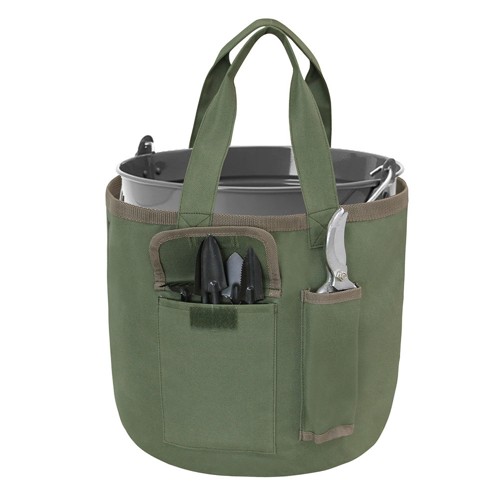 Portable Bucket Tool Organizer with Pockets Waterproof Garden Tool Bag, 30x29cm