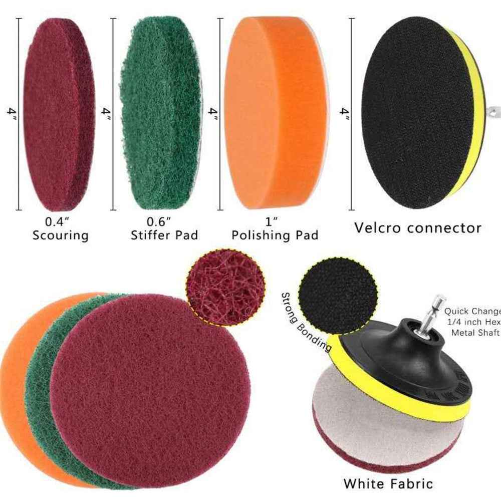 7Pcs / Set Electric Drill Brush Scouring Pad Cleaning Polishing Electric Drill Brush Heads
