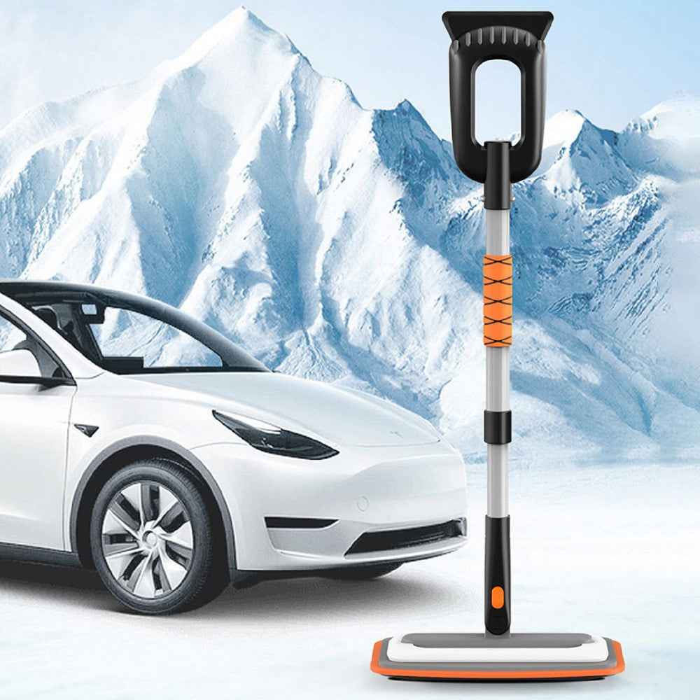 Car Snow Brush Ice Scraper 3 in 1 Extendable Aluminum Alloy Winter Snow Removal Tool - Orange