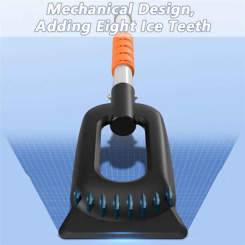Car Snow Brush Ice Scraper 3 in 1 Extendable Aluminum Alloy Winter Snow Removal Tool - Orange