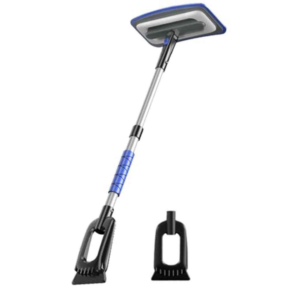 Car Snow Brush Ice Scraper 3 in 1 Extendable Aluminum Alloy Winter Snow Removal Tool - Blue