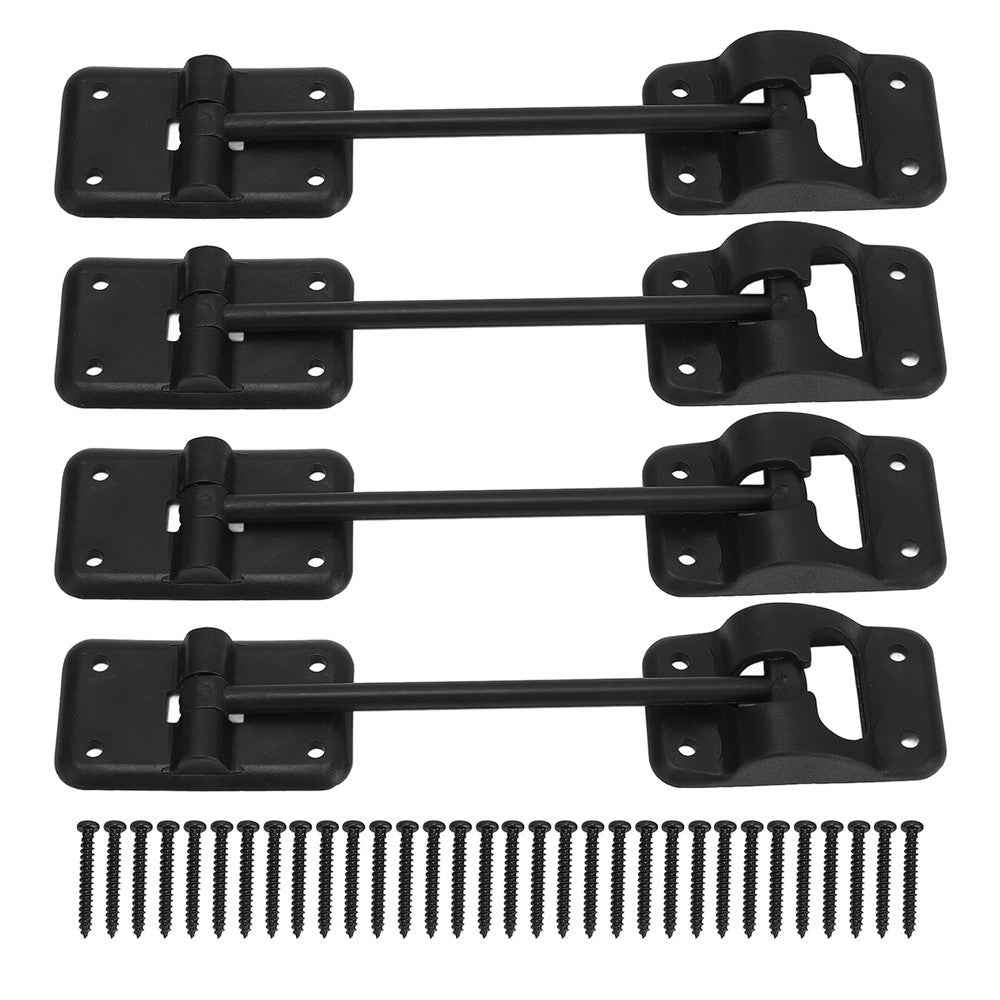 4 Sets 6 Inch T-Style ABS Door Catch Lock Bracket RV Camper Trailer Entrance Door Holder - Black
