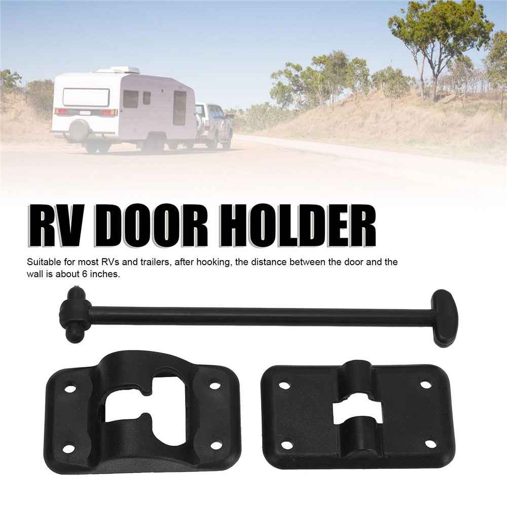 4 Sets 6 Inch T-Style ABS Door Catch Lock Bracket RV Camper Trailer Entrance Door Holder - Black
