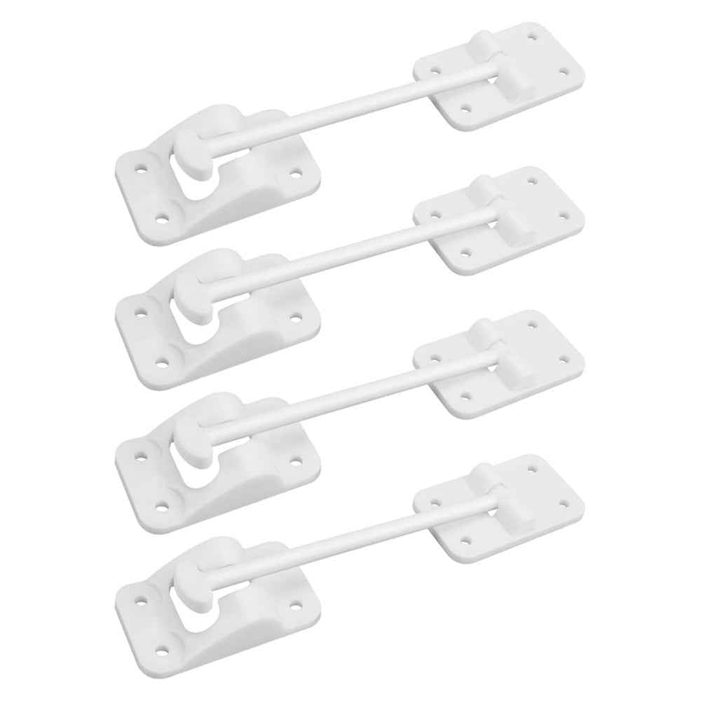 4 Sets 6 Inch T-Style ABS Door Catch Lock Bracket RV Camper Trailer Entrance Door Holder - White