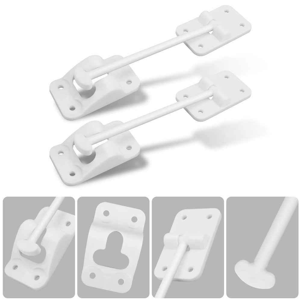 4 Sets 6 Inch T-Style ABS Door Catch Lock Bracket RV Camper Trailer Entrance Door Holder - White