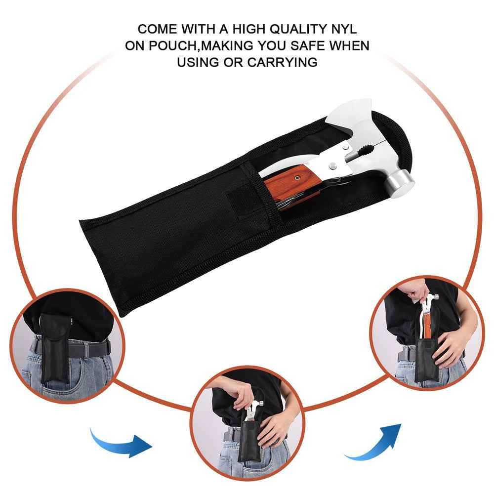 16 in 1 Multifunctional Stainless Steel Axe Hammer Outdoor Emergency Safety Tool Saw Blade
