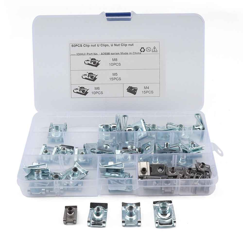 50PCS U Clips M4 M5 M6 M8 Clip-On Nuts Small Parts for Cars and Motorcycles