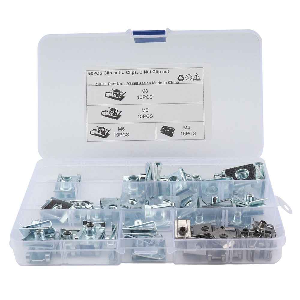 50PCS U Clips M4 M5 M6 M8 Clip-On Nuts Small Parts for Cars and Motorcycles