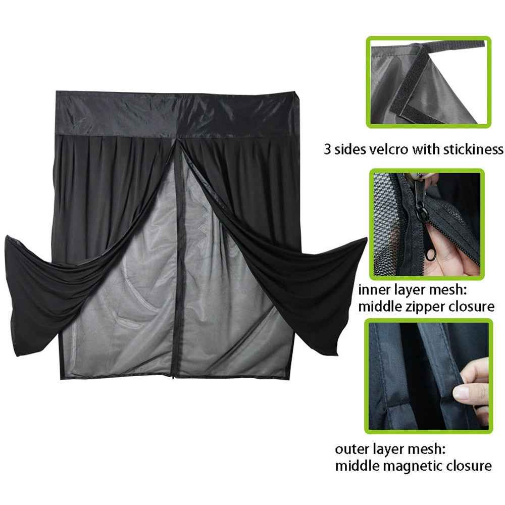 W130 x H155cm Double Layer Magnetic Door Curtain for RV Camping Car Door Screen Outdoor Windproof Privacy Protection