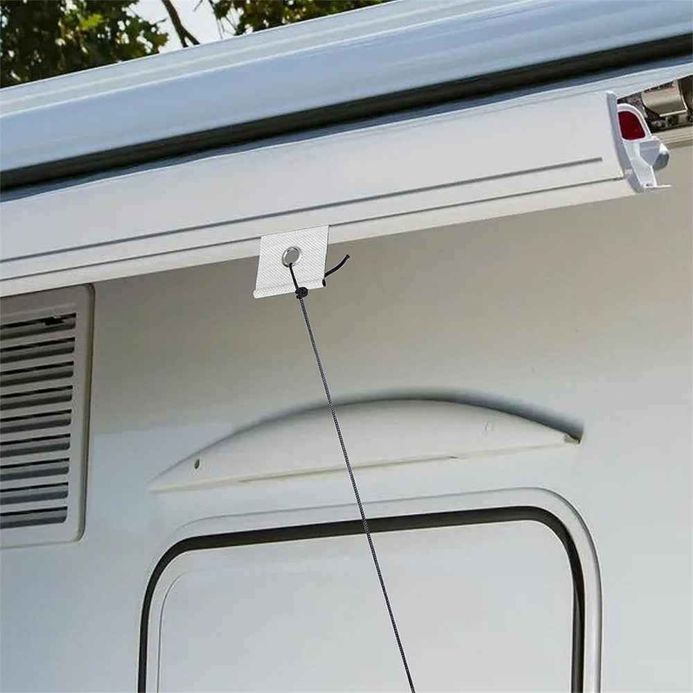 6Pcs Stainless Steel + Nylon RV Awning Rail Hooks Camping Canopy Installation Tool Eyelet Fasteners - Black