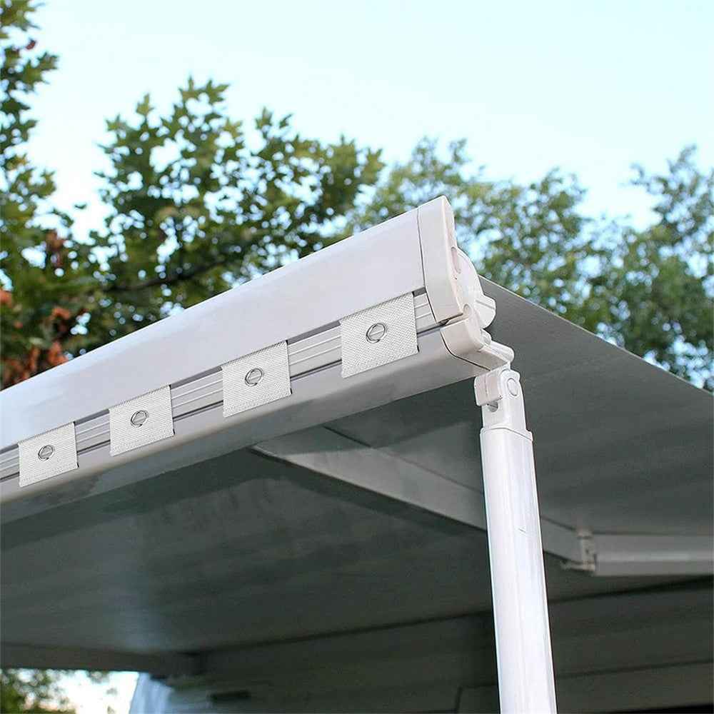 6Pcs Stainless Steel + Nylon RV Awning Rail Hooks Camping Canopy Installation Tool Eyelet Fasteners - White