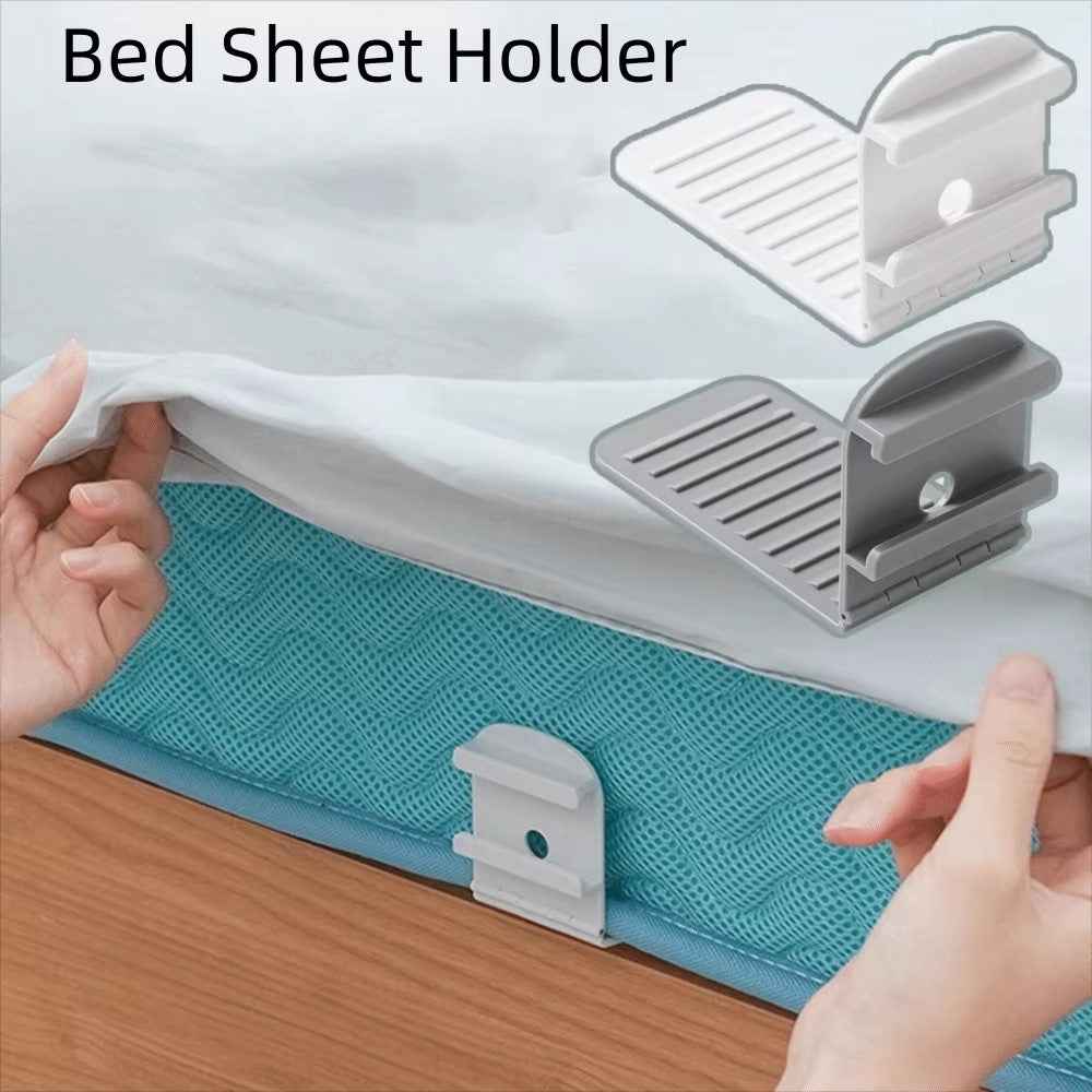 4Pcs Bed Sheet Fasteners Adjustable Clip Holders Anti Slip Gripper Straps for Mattress Covers - White