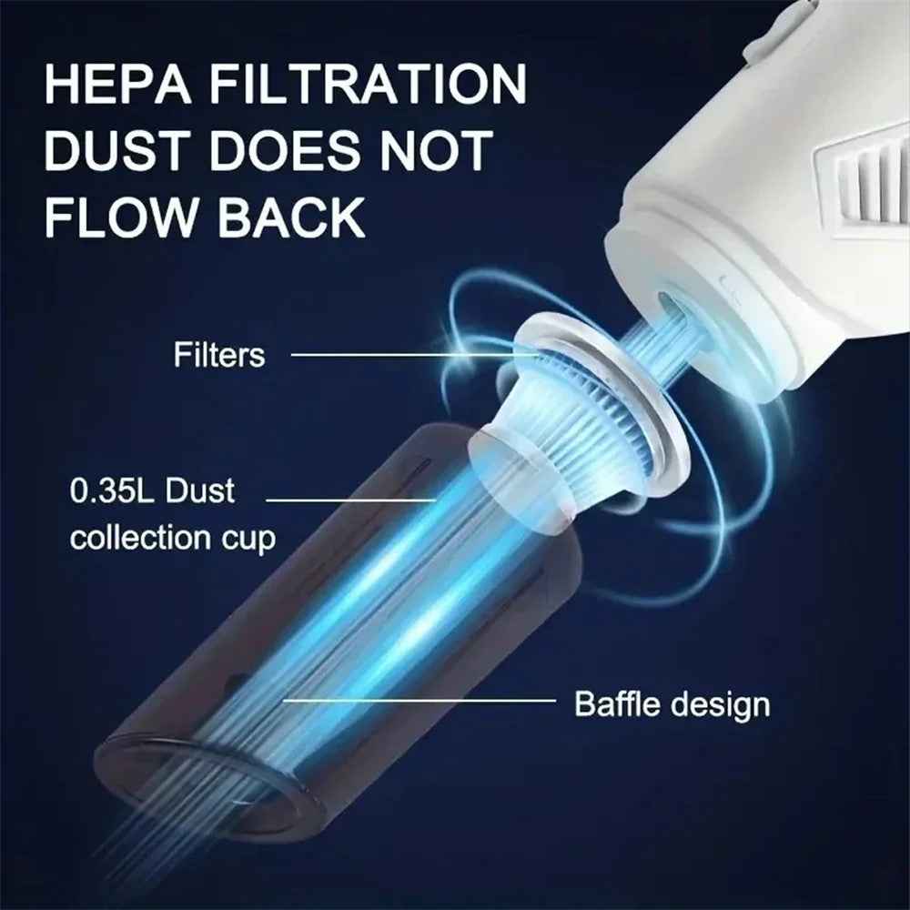 7.4V Handheld Vacuum Cleaner Multifunctional Cordless Powerful Suction Dust Blower for Car Home - Black