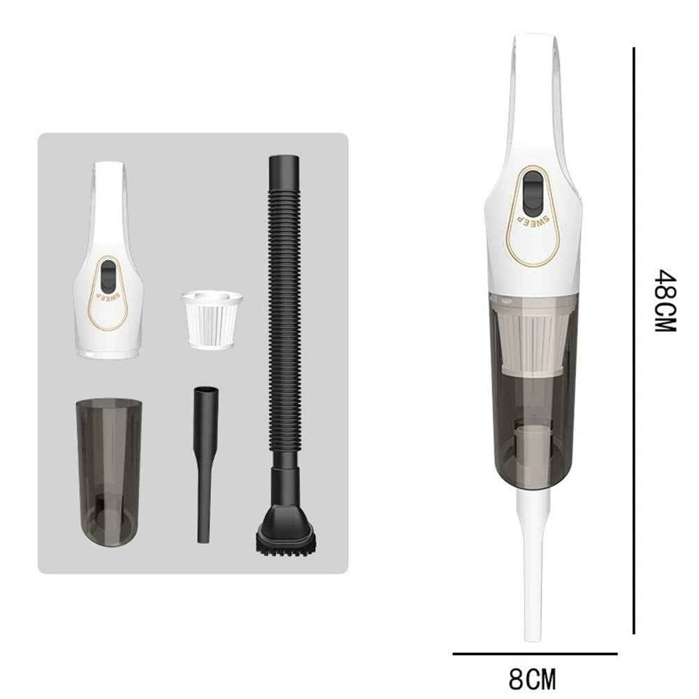 7.4V Handheld Vacuum Cleaner Multifunctional Cordless Powerful Suction Dust Blower for Car Home - White