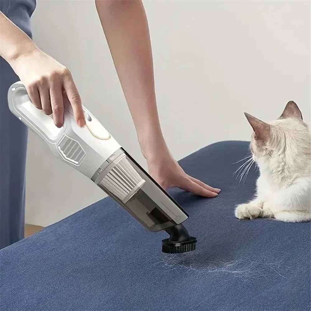 7.4V Handheld Vacuum Cleaner Multifunctional Cordless Powerful Suction Dust Blower for Car Home - White