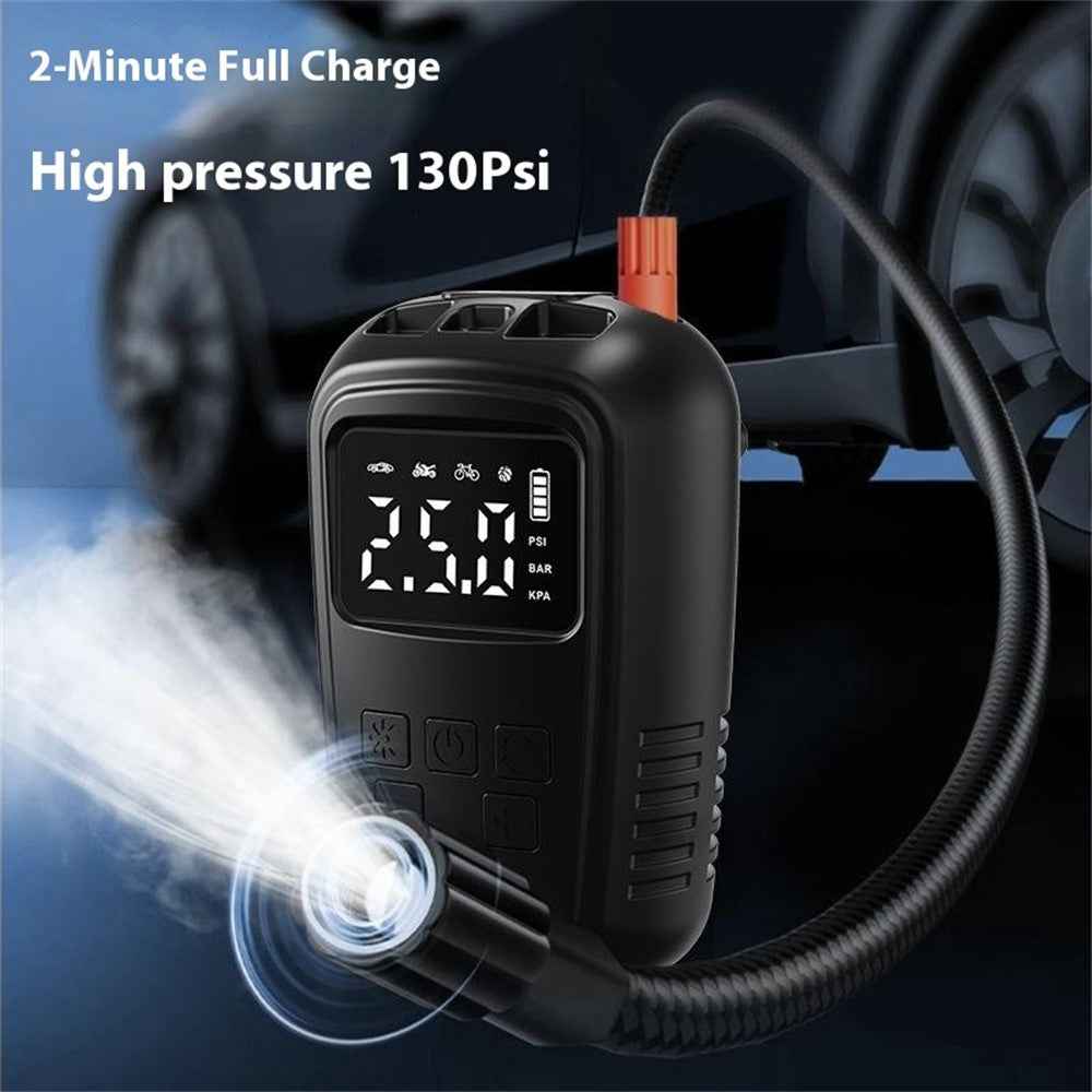 Portable Car Air Compressor 130 PSI Preset Pressure Digital Display Tire Inflator with Emergency Light