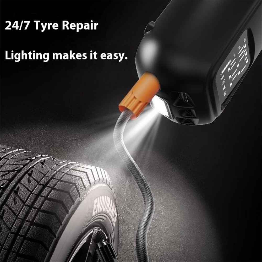 Portable Car Air Compressor 130 PSI Preset Pressure Digital Display Tire Inflator with Emergency Light