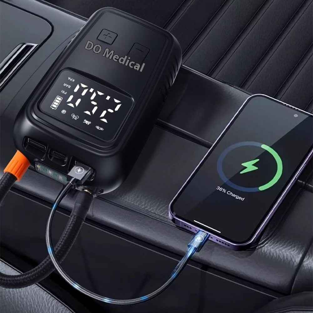 Portable Car Air Compressor 130 PSI Preset Pressure Digital Display Tire Inflator with Emergency Light