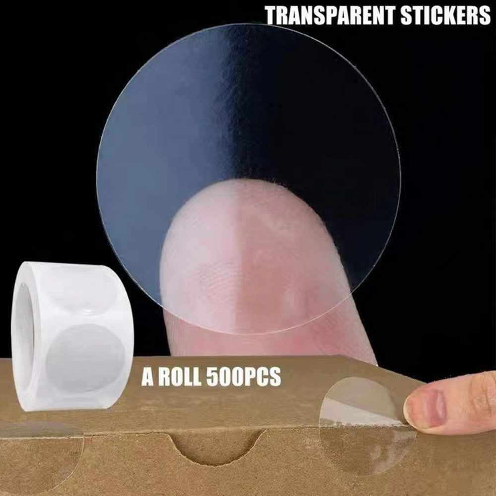 500Pcs / Roll 2cm Diameter 5C Thickness Transparent Stickers Round Self Adhesive Labels for Envelopes Gifts