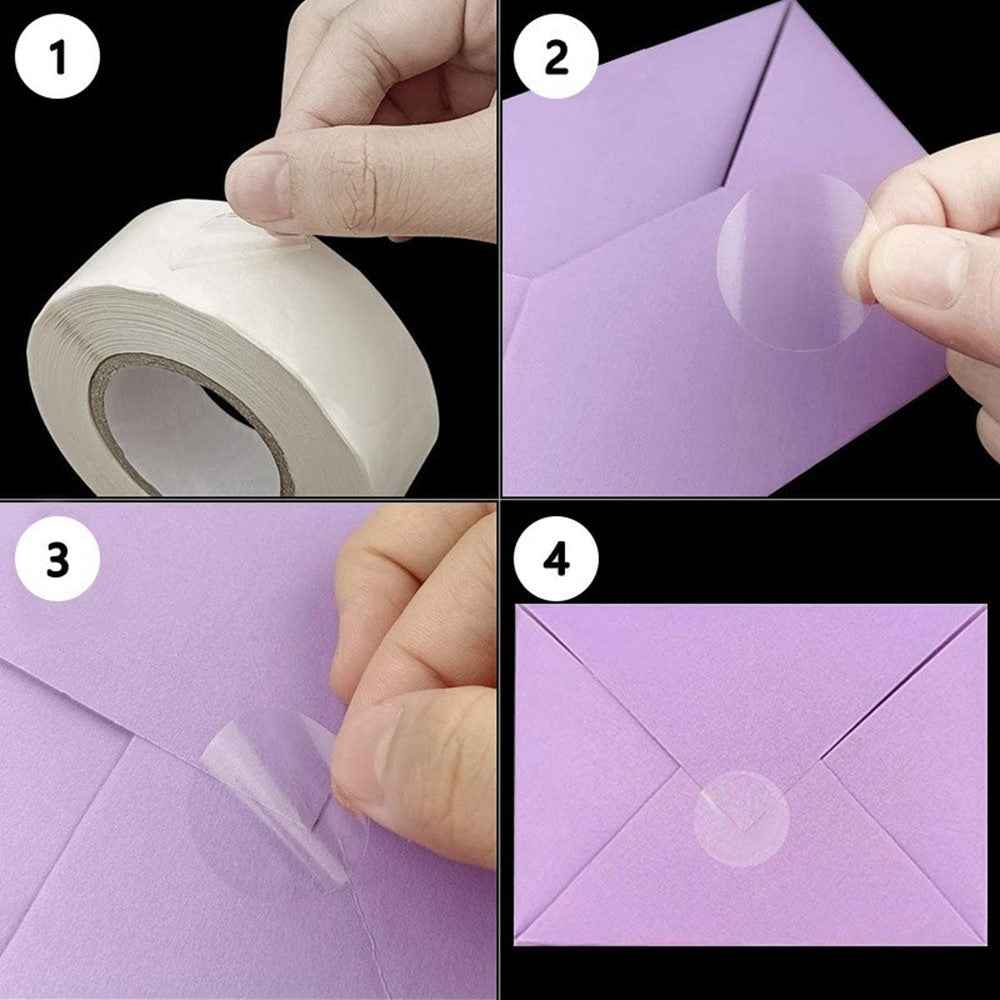 500Pcs / Roll 3cm Diameter 5C Thickness Transparent Stickers Round Self Adhesive Labels for Envelopes Gifts