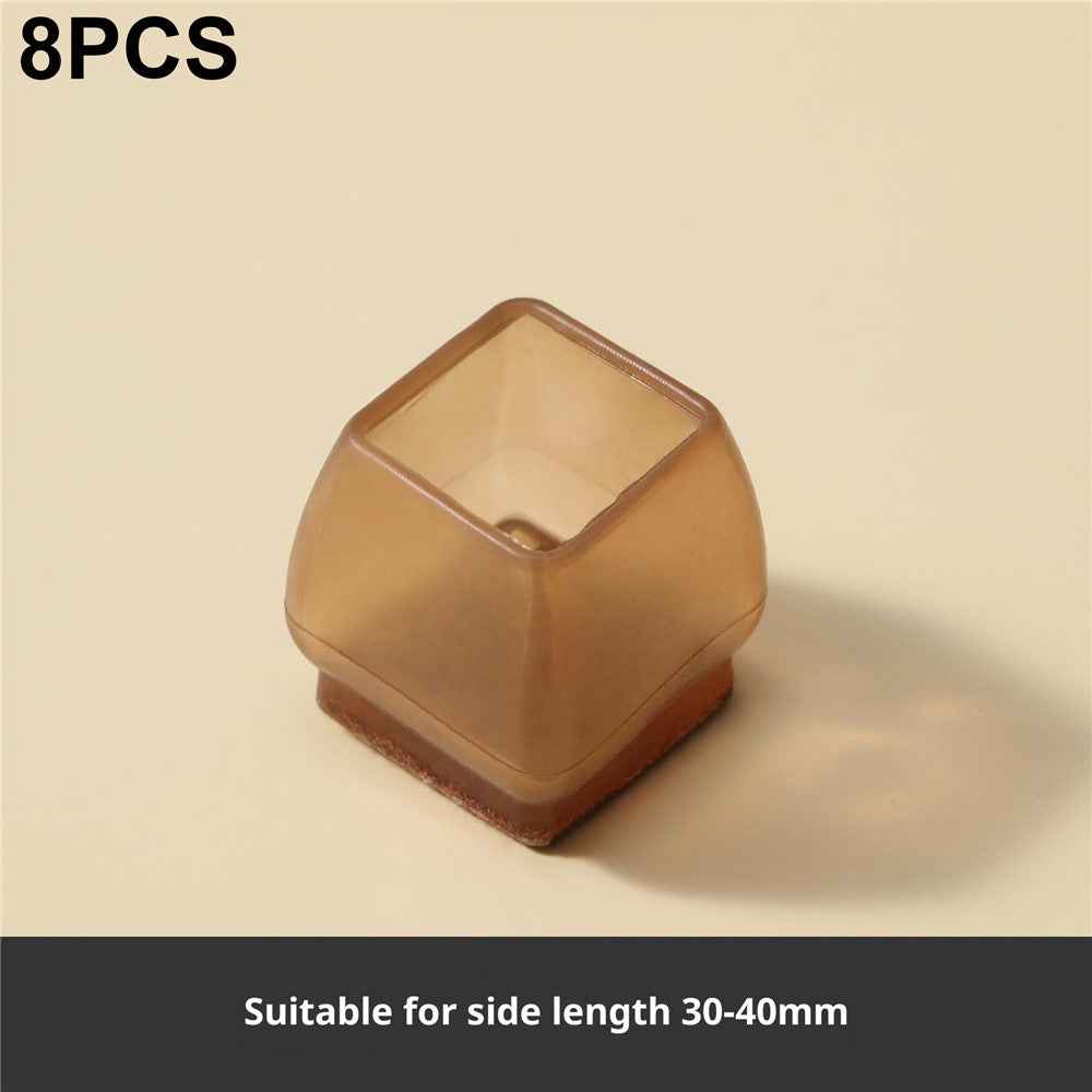 8Pcs Chair Leg Caps 4.2 x 3.8cm Square Noise Reducing Furniture Feet Protectors Anti-Slip Thickened Felt Pads for Home / Office - Brown