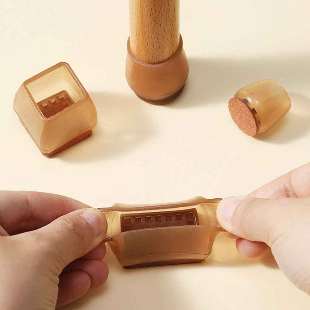 8Pcs Chair Leg Caps 4.2 x 3.8cm Square Noise Reducing Furniture Feet Protectors Anti-Slip Thickened Felt Pads for Home / Office - Brown