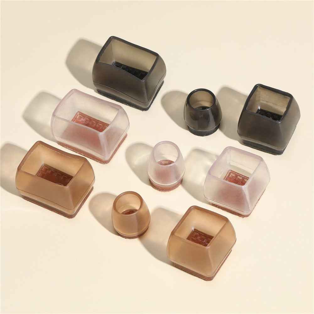 8Pcs Chair Leg Caps 4.2 x 3.8cm Square Noise Reducing Furniture Feet Protectors Anti-Slip Thickened Felt Pads for Home / Office - Brown