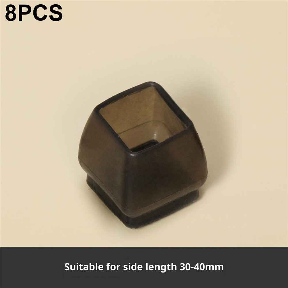 8Pcs Chair Leg Caps 4.2 x 3.8cm Square Noise Reducing Furniture Feet Protectors Anti-Slip Thickened Felt Pads for Home / Office - Transparent Black