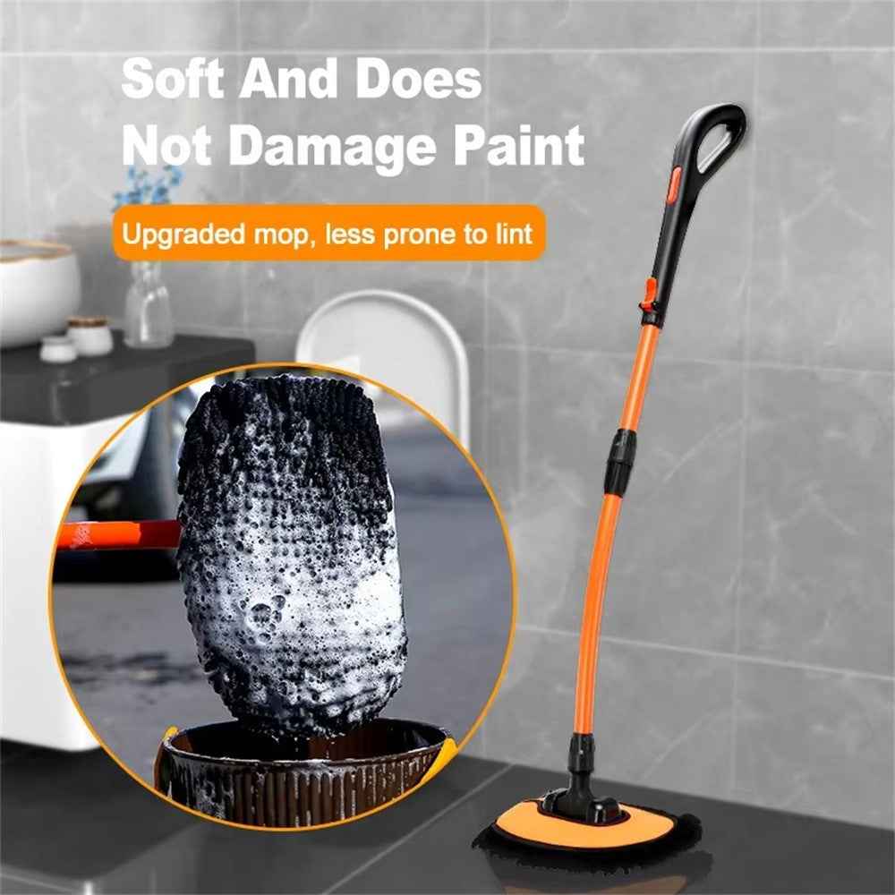 Curved Car Cleaning Brush 15 Degree Bend Extendable Handle Car Cleaning Mop - Orange