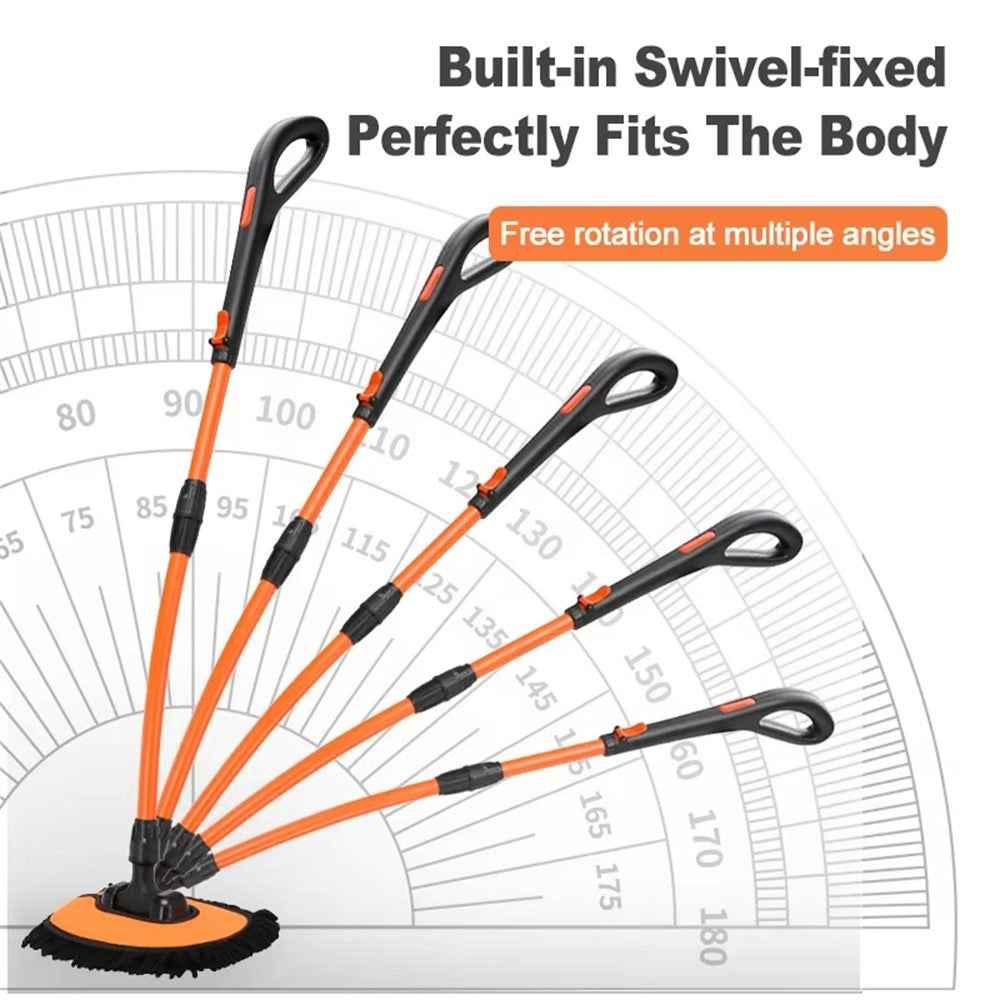 Curved Car Cleaning Brush 15 Degree Bend Extendable Handle Car Cleaning Mop - Orange