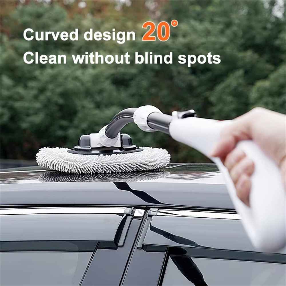 Curved Car Cleaning Brush 15 Degree Bend Extendable Handle Car Cleaning Mop - Orange
