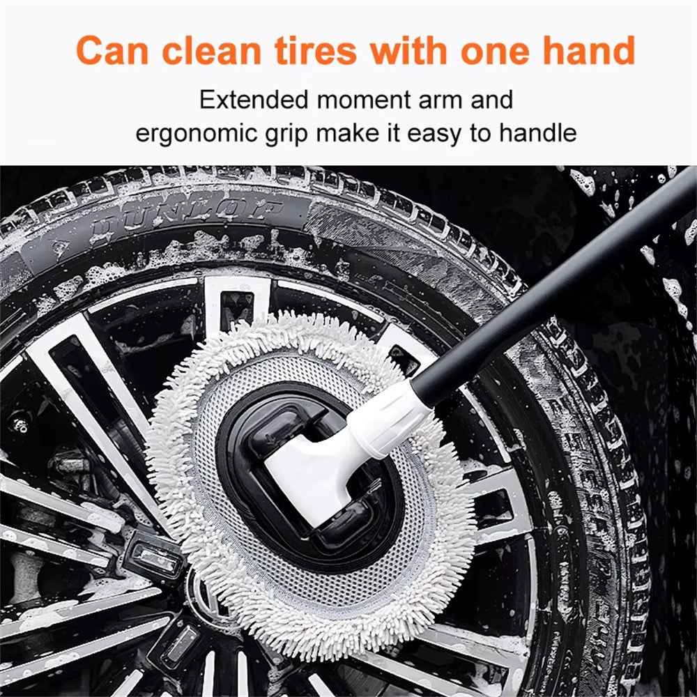 Curved Car Cleaning Brush 15 Degree Bend Extendable Handle Car Cleaning Mop - Orange