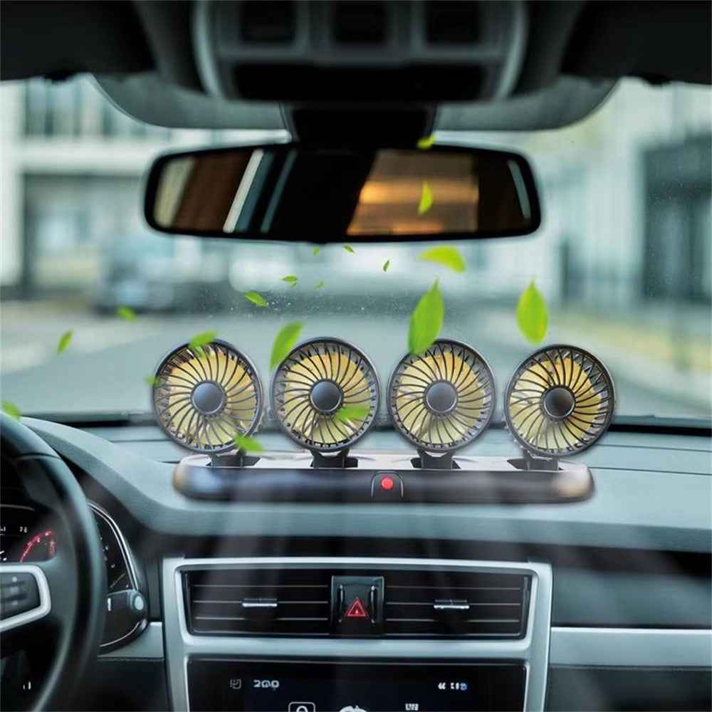 Four Head Folding Car Fan 360 Degree Rotation Auto Dashboard Cooling Fan for Vehicle Use - White  /  5V USB Port