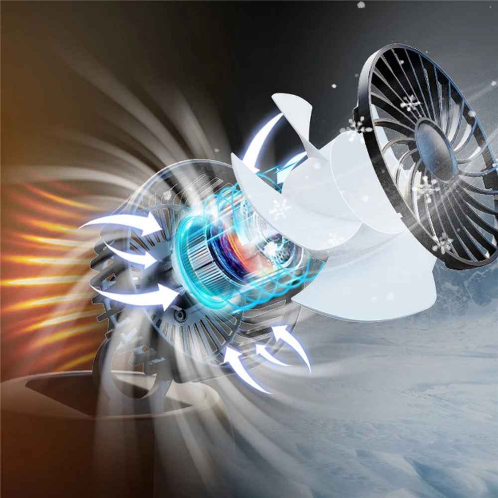 Four Head Folding Car Fan 360 Degree Rotation Auto Dashboard Cooling Fan for Vehicle Use - White  /  5V USB Port