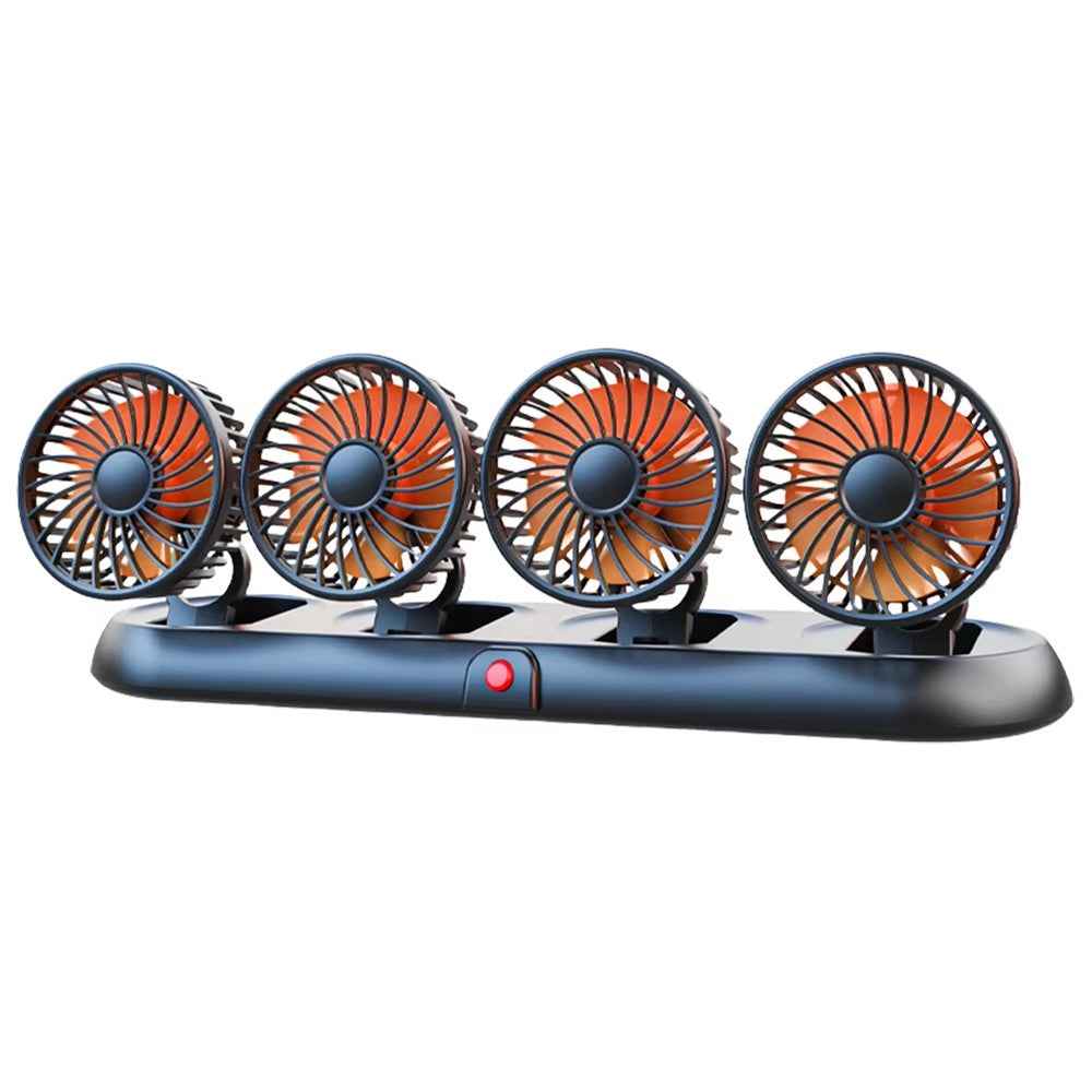 Four Head Folding Car Fan 360 Degree Rotation Auto Dashboard Cooling Fan for Vehicle Use - Orange  /  24V Cigarette Lighter Port