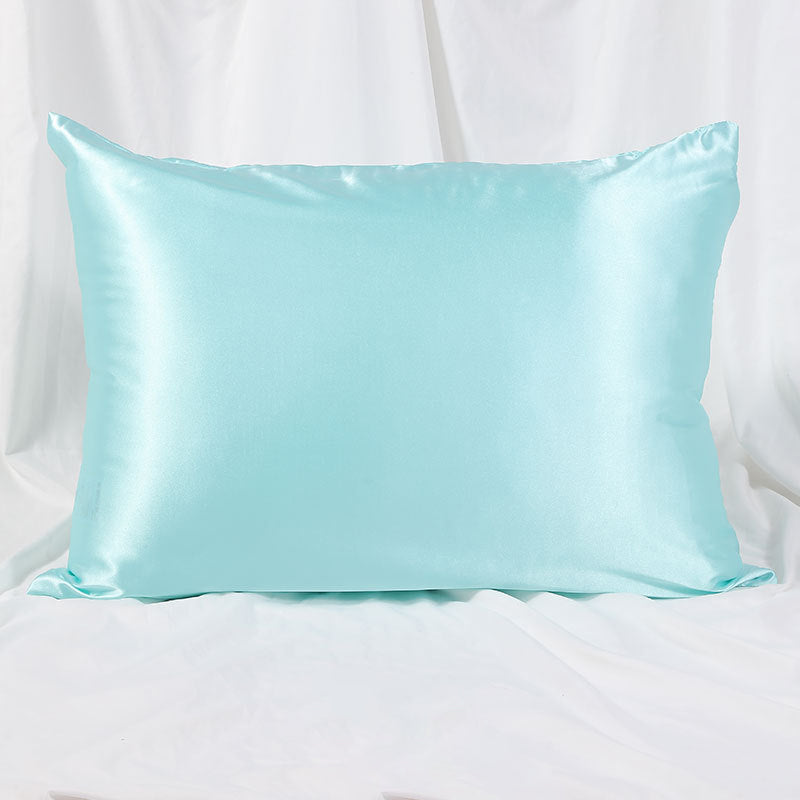 1Pc Zipper Pillowcase Double-sided Imitation Silk Smooth Pillow Cover, US-Standard(20x26inch) - Light Green