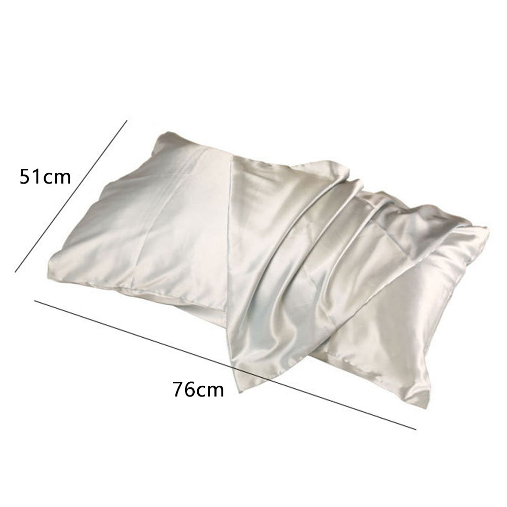 1Pc Double-sided Imitation Silk Pillow Cover Zipper Pillowcase, US-Standard(20x30inch) - White