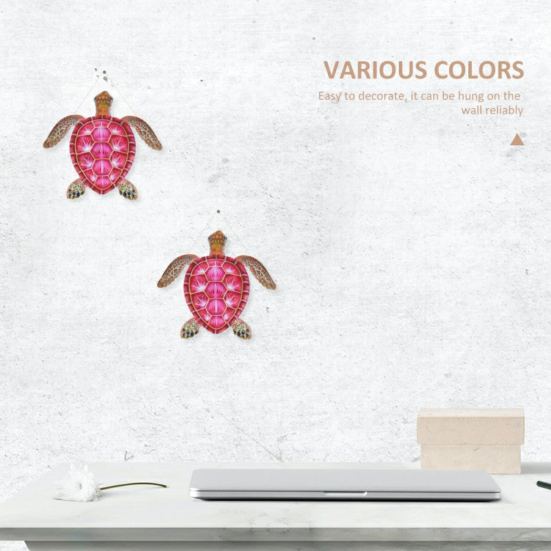 YY826 Iron Art Turtle Wall Decor Garden Yard Home Wall Hanging Ornament, 30.3x28x1.8cm - Red