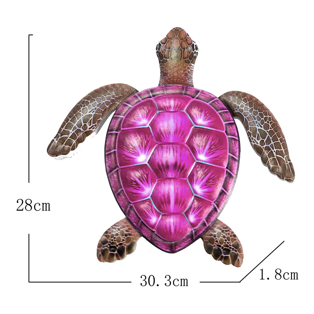 YY826 Iron Art Turtle Wall Decor Garden Yard Home Wall Hanging Ornament, 30.3x28x1.8cm - Red