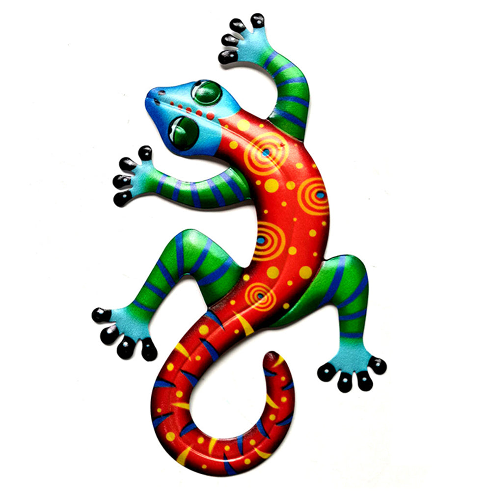 BH063 Color Gecko Iron Art Wall Decor Home Garden Yard Wall Ornament, 14x21.8x0.8cm - Red