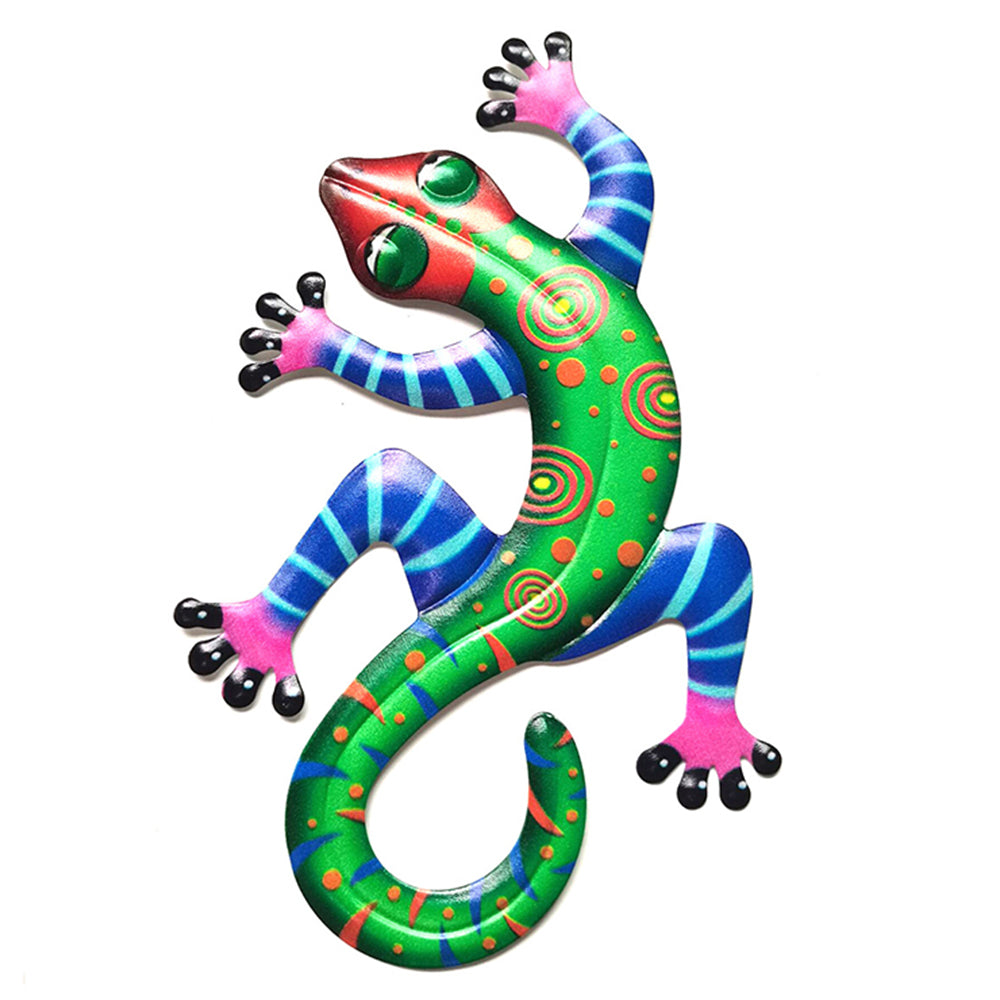 BH063 Color Gecko Iron Art Wall Decor Home Garden Yard Wall Ornament, 14x21.8x0.8cm - Green