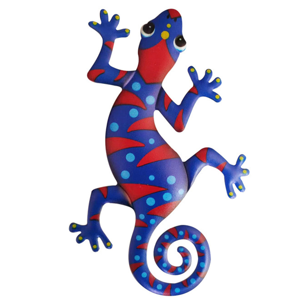 BH043 Color Gecko Wall Decor Iron Art Home Garden Yard Wall Ornament, 13x22cm - Dark Blue