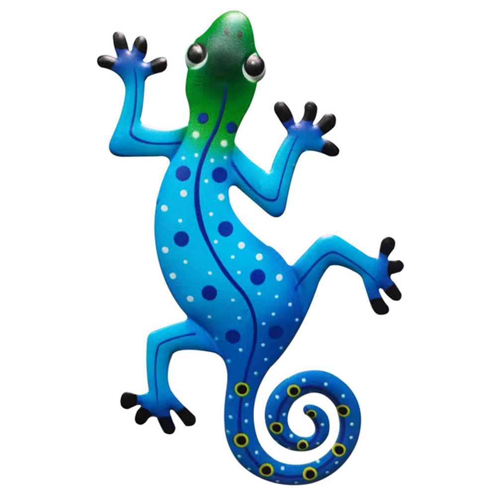 BH043 Color Gecko Wall Decor Iron Art Home Garden Yard Wall Ornament, 13x22cm - Baby Blue