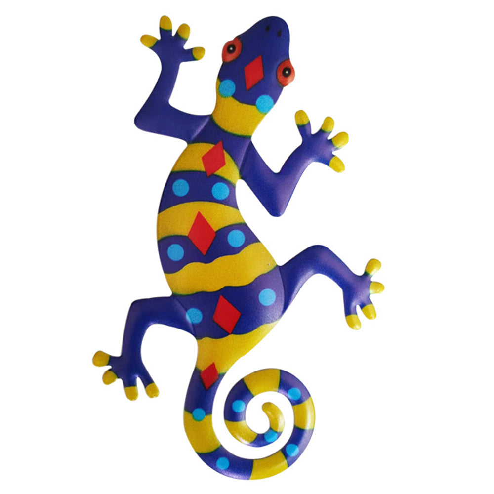 BH043 Color Gecko Wall Decor Iron Art Home Garden Yard Wall Ornament, 13x22cm - Yellow