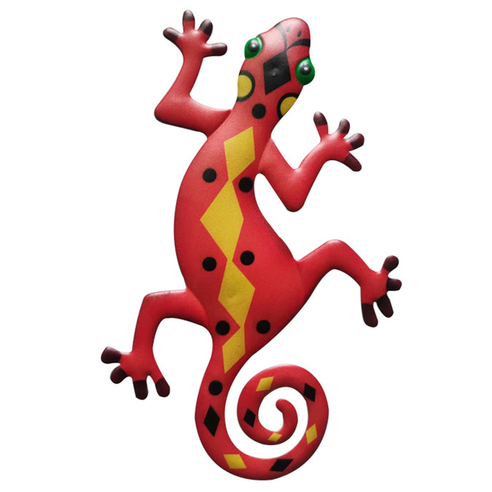 BH043 Color Gecko Wall Decor Iron Art Home Garden Yard Wall Ornament, 13x22cm - Red