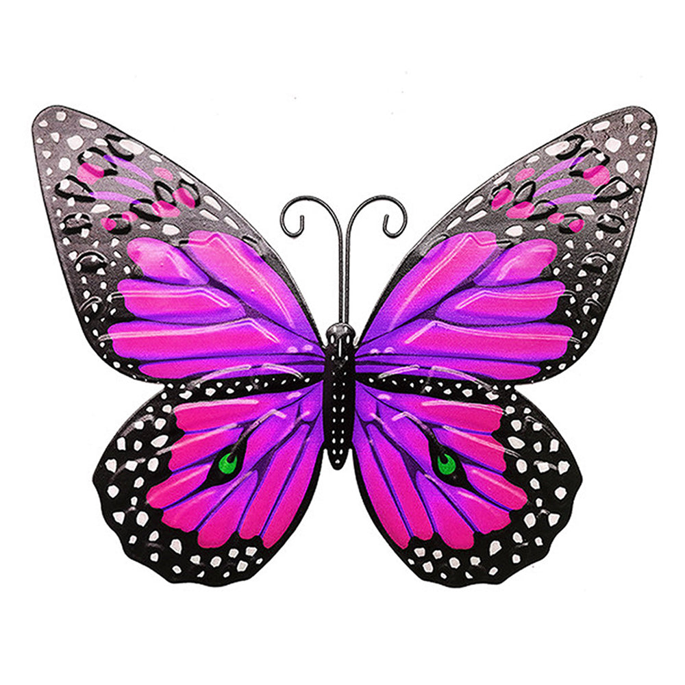 YY2201266 Iron Art Butterfly Wall Decor Garden Yard Home Ornament, 18.5x25cm - Purple