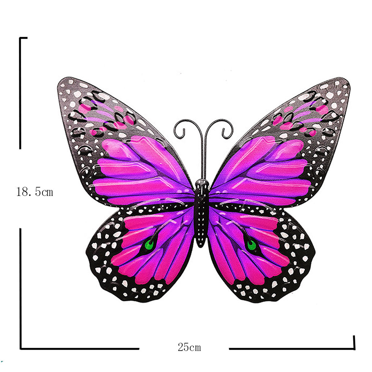 YY2201266 Iron Art Butterfly Wall Decor Garden Yard Home Ornament, 18.5x25cm - Purple